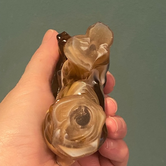 Heisey Imperial Ohio? Carmel Parlour Pup Terrier Tail Up Bow Slag Glass Dog - Picture 6 of 8